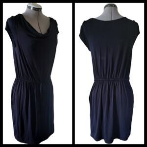 Cynthia Rowley Jersey Knit Cowl Neck Mini Dress Size Medium Black